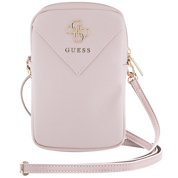 Guess tālruņa somiņa ZIP Leather Triangle, rozā
