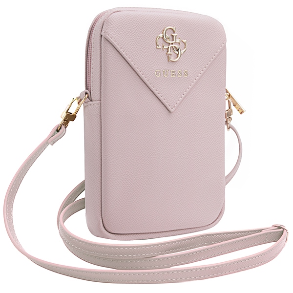 Guess tālruņa somiņa ZIP Leather Triangle, rozā