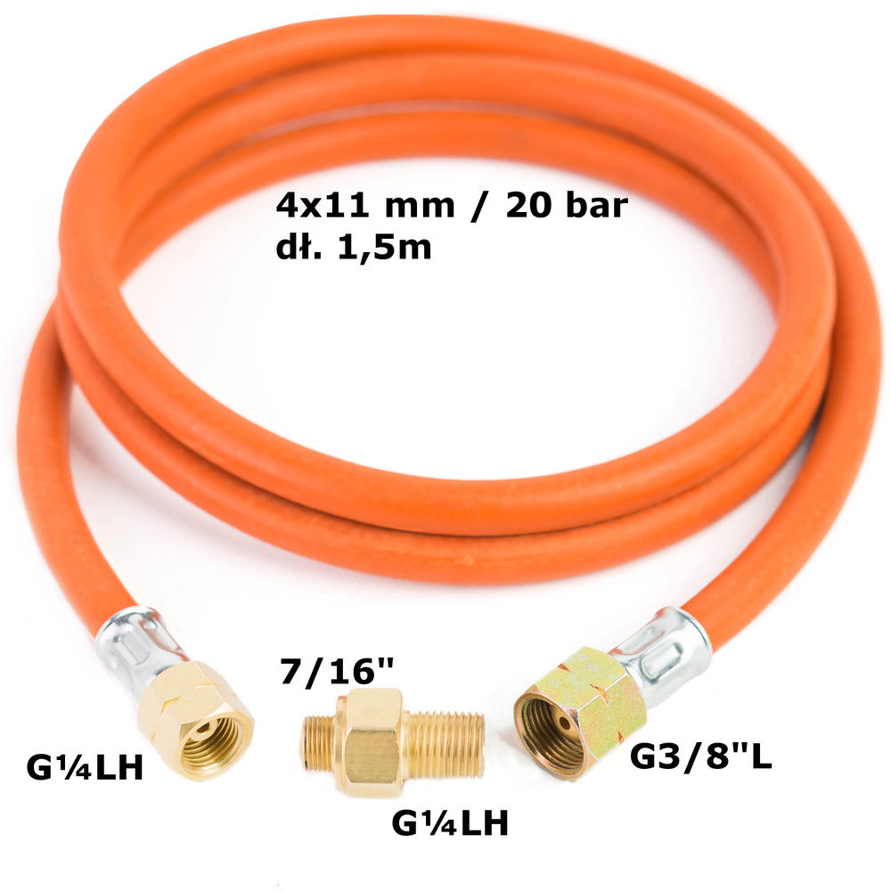 Meva gāzes balona reduktora komplekts G 3/8\" L - 7/16\", šļūtene 1,5 m