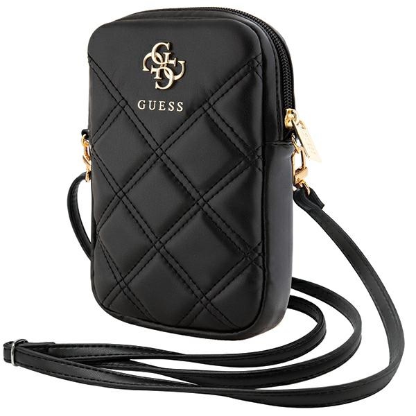 Guess Zip Quilted 4G pleca soma tālrunim, melna