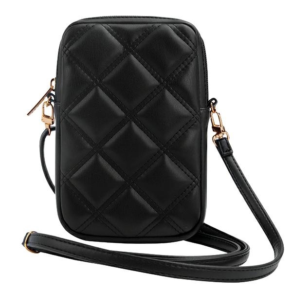 Guess Zip Quilted 4G pleca soma tālrunim, melna