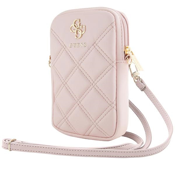 Guess Zip Quilted 4G tālruņa somiņa, rozā