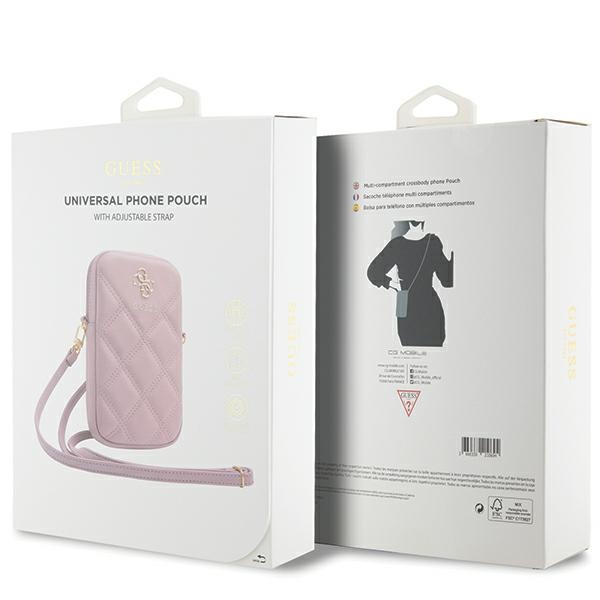 Guess Zip Quilted 4G tālruņa somiņa, rozā