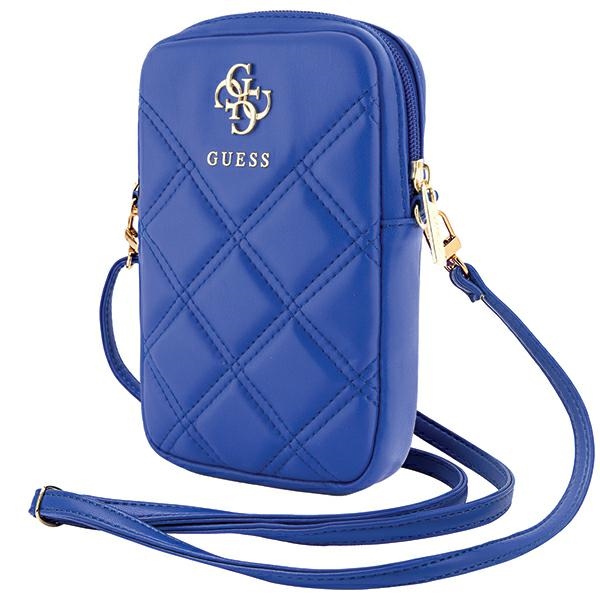 Guess Zip Quilted 4G pleca soma tālrunim, zila