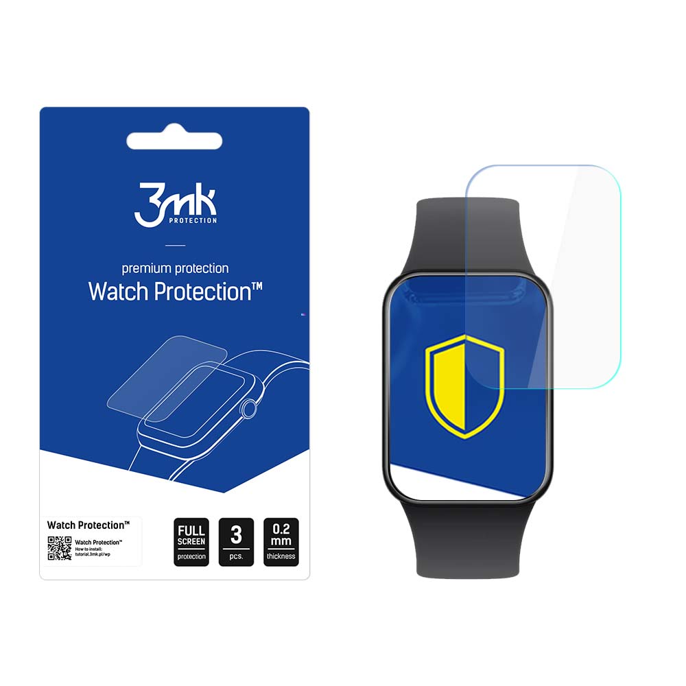 3mk Watch Protection™ hibrīds stikls pret FlexibleGlass Lite uz Xiaomi Smart Band 8 Pro | hybrid glass v. on