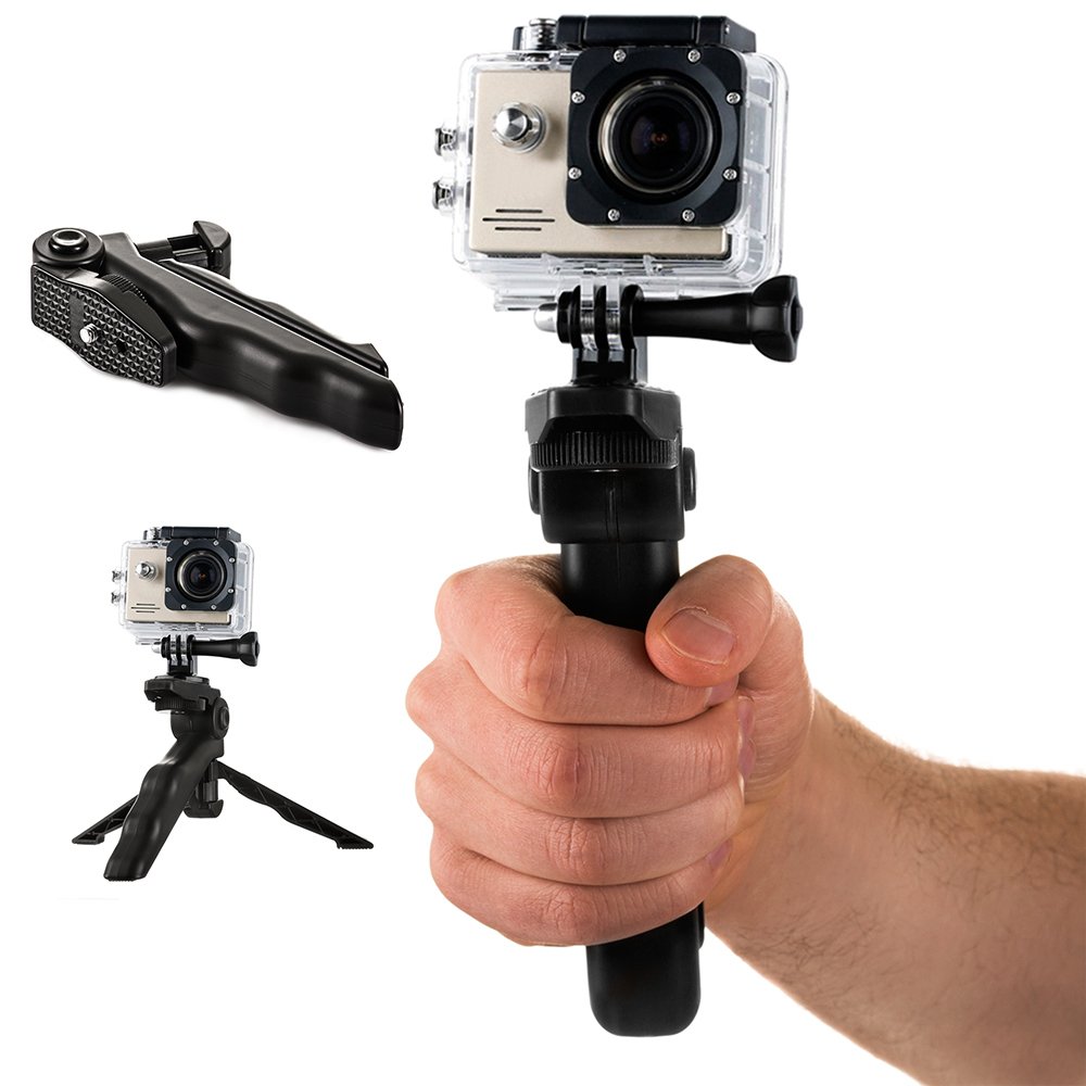 Turētājs ar mini statīvu GoPro SJCAM sporta kamerām, melns