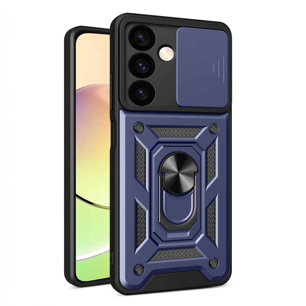 Hybrid Armor Camshield triecienizturīgs vāciņš Samsung Galaxy A15 - zils