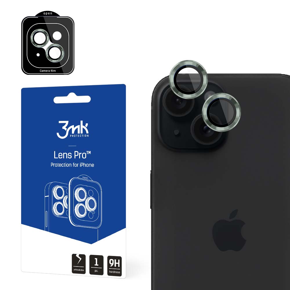 3mk Lens Protection Pro kameras aizsargstikls iPhone 15, zaļš