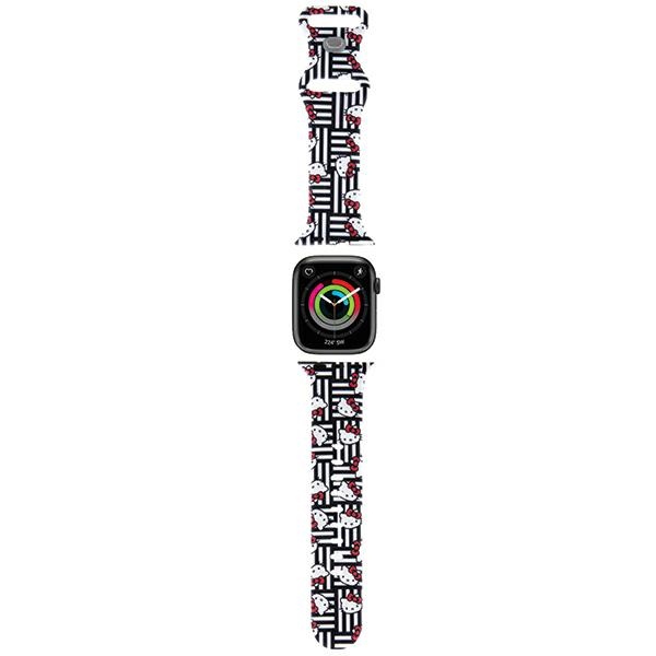Hello Kitty Apple Watch 38 / 40 / 41 mm siksniņa Silicone Heads & Stripes, melna