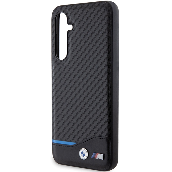 BMW Samsung Galaxy S23 FE vāciņš Leather Carbon, melns
