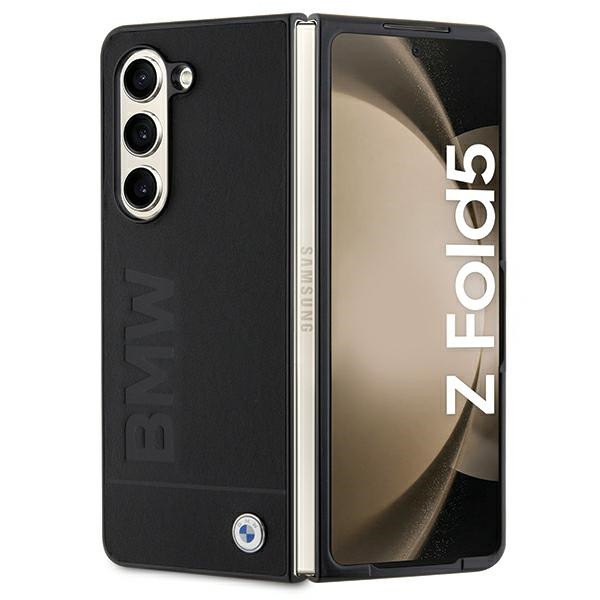 BMW Samsung Galaxy Z Fold 5 vāciņš Leather Hot Stamp, melns