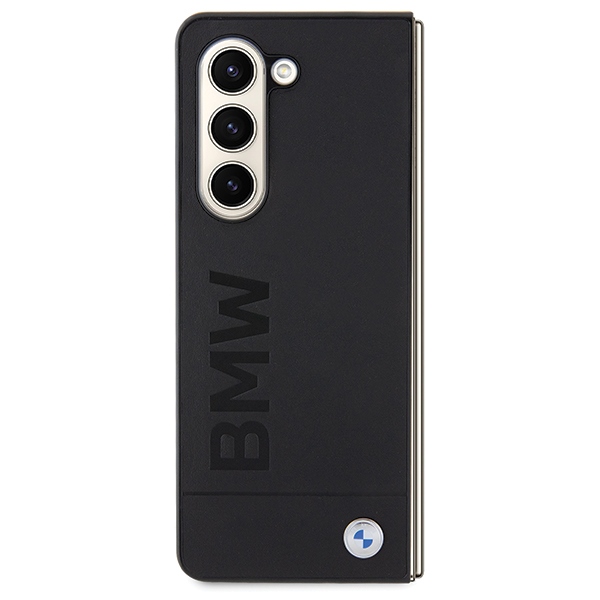 BMW Samsung Galaxy Z Fold 5 vāciņš Leather Hot Stamp, melns