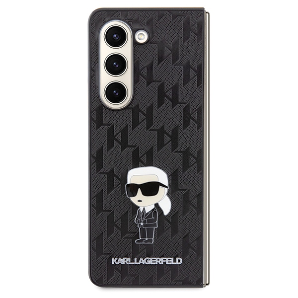 Karl Lagerfeld Samsung Galaxy Z Fold 5 vāciņš Saffiano Monogram Ikonik Pin, melns