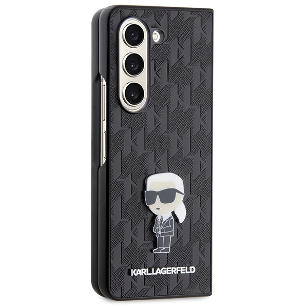 Karl Lagerfeld Samsung Galaxy Z Fold 5 vāciņš Saffiano Monogram Ikonik Pin, melns