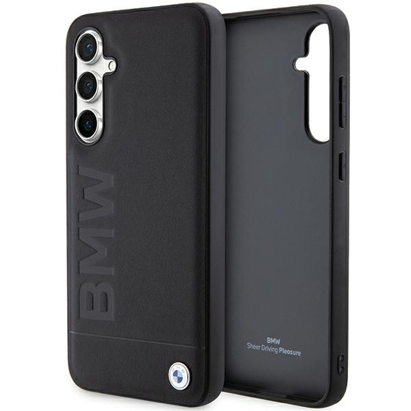 BMW Samsung Galaxy S23 FE vāciņš Leather Hot Stamp, melns