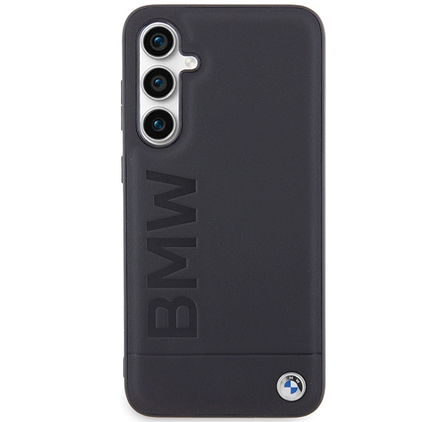 BMW Samsung Galaxy S23 FE vāciņš Leather Hot Stamp, melns