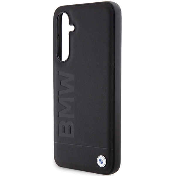 BMW Samsung Galaxy S23 FE vāciņš Leather Hot Stamp, melns