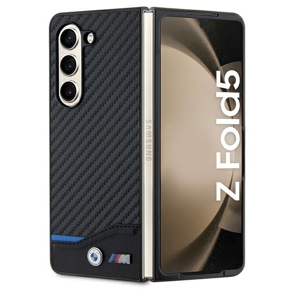 BMW Samsung Galaxy Z Fold 5 vāciņš Leather Carbon, melns