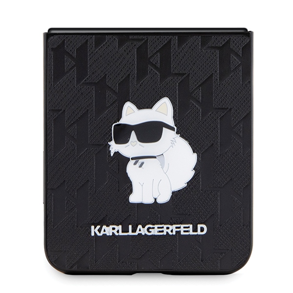 Karl Lagerfeld Saffiano Monogram Choupette Pin vāciņš Samsung Galaxy Z Flip 5, Melns