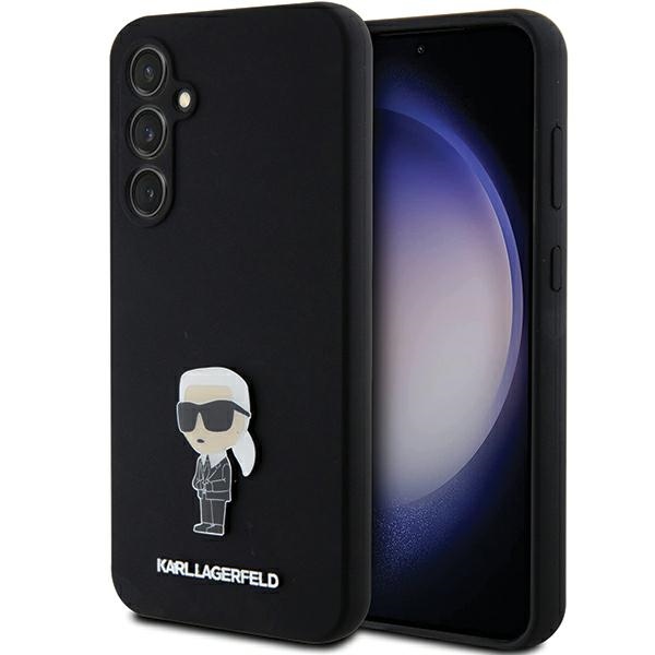 Karl Lagerfeld Samsung Galaxy S23 FE vāciņš Silicone Ikonik Metal Pin, melns