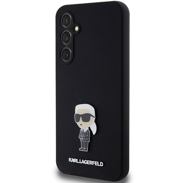 Karl Lagerfeld Samsung Galaxy S23 FE vāciņš Silicone Ikonik Metal Pin, melns
