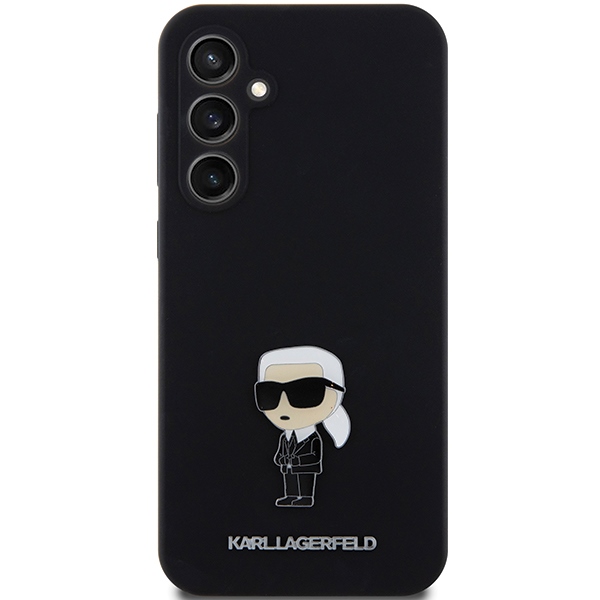 Karl Lagerfeld Samsung Galaxy S23 FE vāciņš Silicone Ikonik Metal Pin, melns