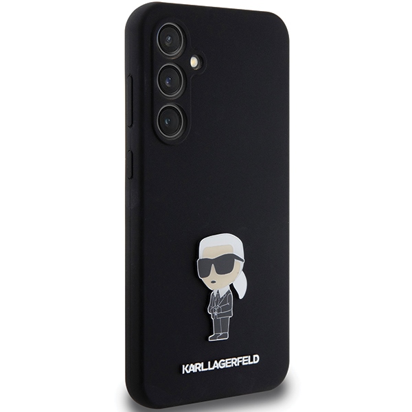 Karl Lagerfeld Samsung Galaxy S23 FE vāciņš Silicone Ikonik Metal Pin, melns
