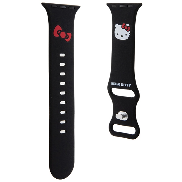 Hello Kitty Apple Watch 38 / 40 / 41 mm siksniņa Silicone Kitty Head, melna