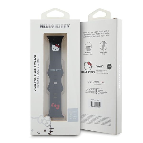 Hello Kitty Apple Watch 38 / 40 / 41 mm siksniņa Silicone Kitty Head, melna