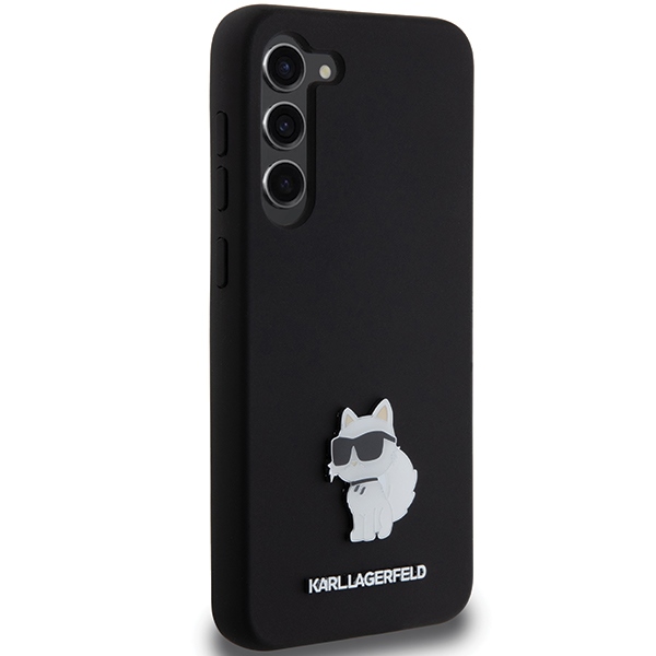Karl Lagerfeld Samsung Galaxy S23+ vāciņš Silicone Choupette Metal Pin, melns