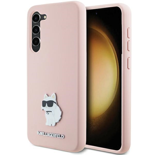 Karl Lagerfeld Samsung Galaxy S23+ vāciņš Silicone Choupette Metal Pin, rozā