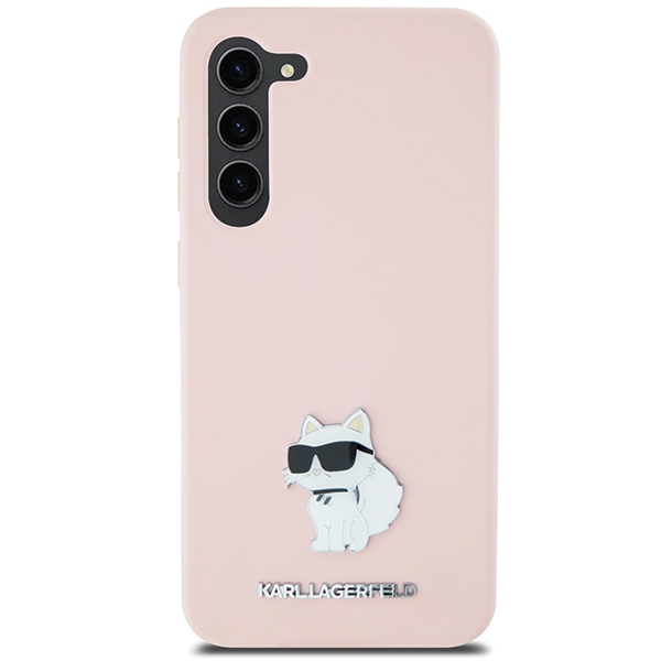 Karl Lagerfeld Samsung Galaxy S23+ vāciņš Silicone Choupette Metal Pin, rozā