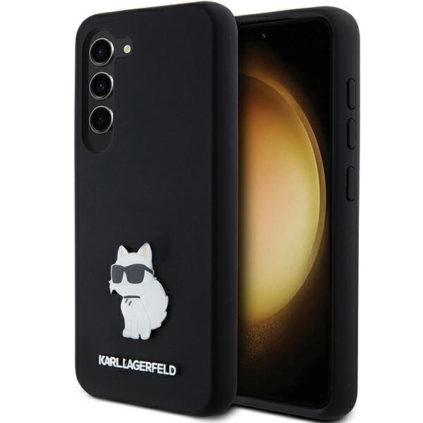 Karl Lagerfeld Samsung Galaxy S23 vāciņš Silicone Choupette Metal Pin, melns