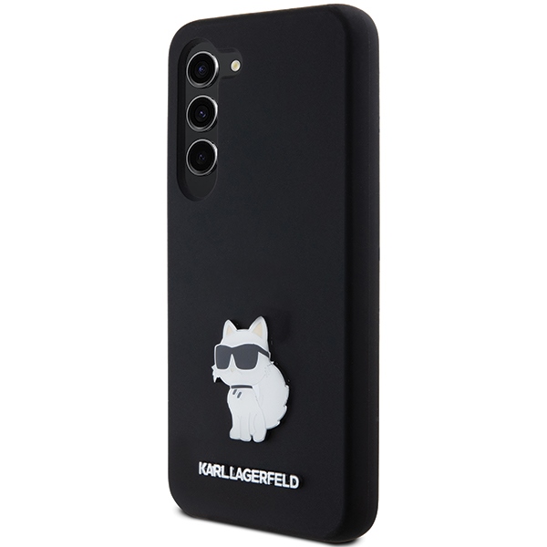 Karl Lagerfeld Samsung Galaxy S23 vāciņš Silicone Choupette Metal Pin, melns
