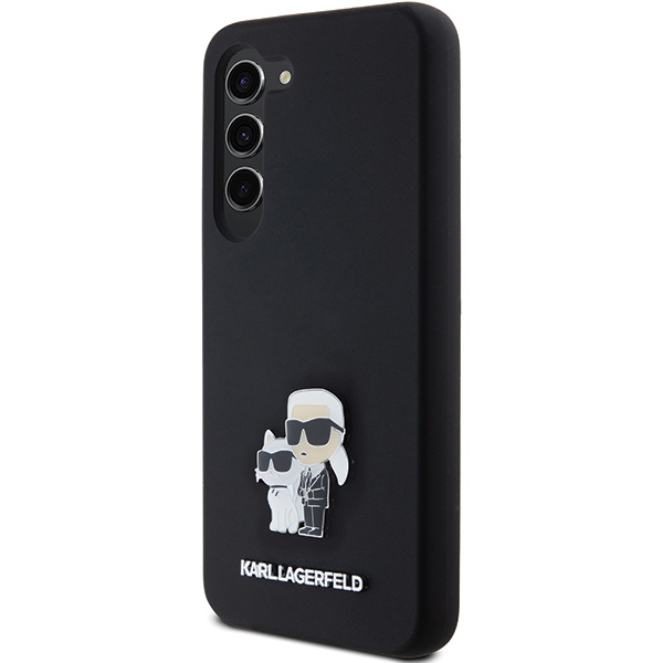 Karl Lagerfeld Samsung Galaxy S23 vāciņš Silicone Karl & Choupette Metal Pin, melns