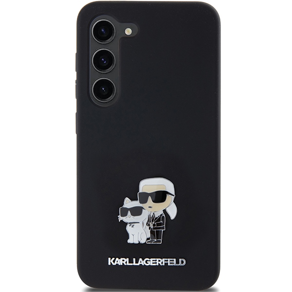 Karl Lagerfeld Samsung Galaxy S23 vāciņš Silicone Karl & Choupette Metal Pin, melns