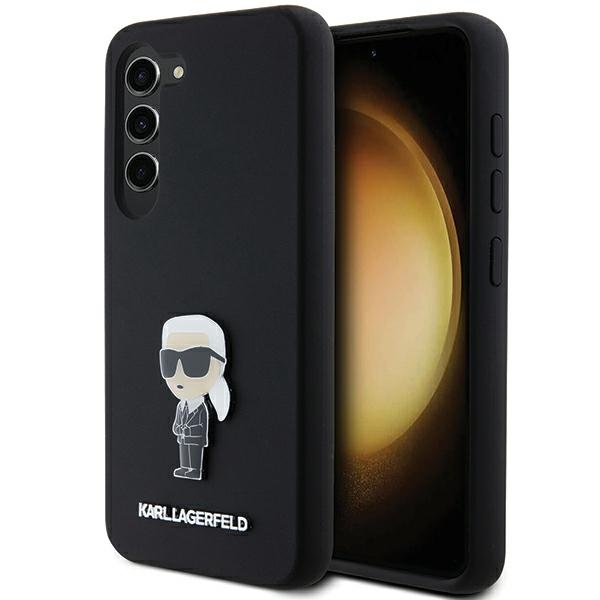 Karl Lagerfeld Samsung Galaxy S23 vāciņš Silicone Ikonik Metal Pin, melns