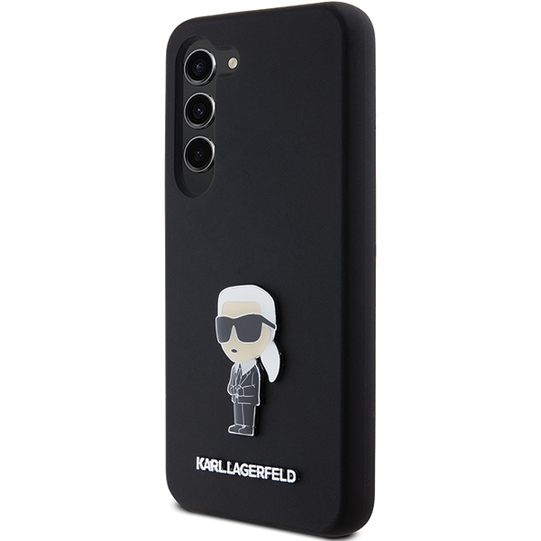 Karl Lagerfeld Samsung Galaxy S23 vāciņš Silicone Ikonik Metal Pin, melns