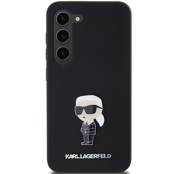 Karl Lagerfeld Samsung Galaxy S23 vāciņš Silicone Ikonik Metal Pin, melns