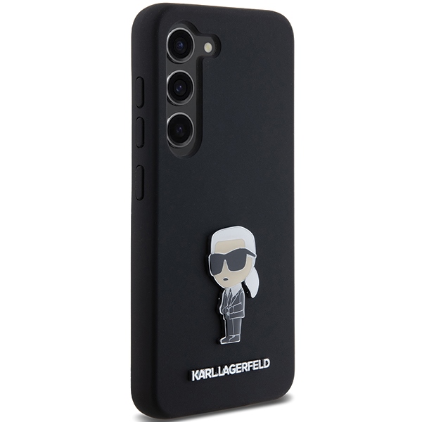 Karl Lagerfeld Samsung Galaxy S23 vāciņš Silicone Ikonik Metal Pin, melns
