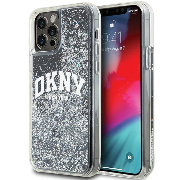 DKNY iPhone 12 / 12 Pro vāciņš Liquid Glitter Big Logo, melns