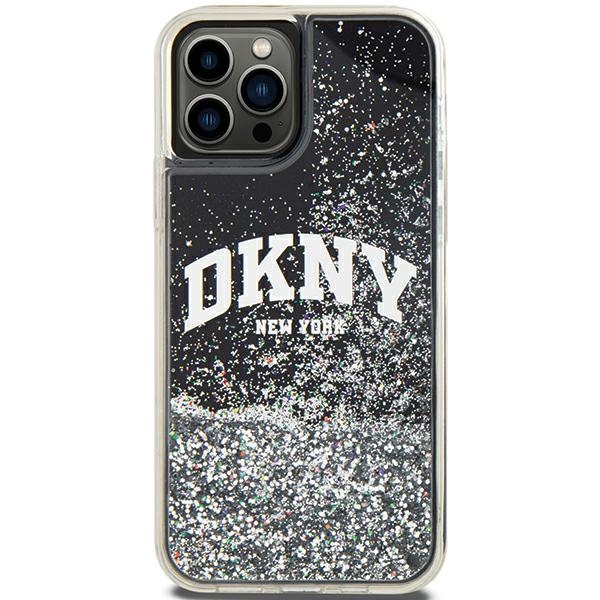 DKNY iPhone 12 / 12 Pro vāciņš Liquid Glitter Big Logo, melns