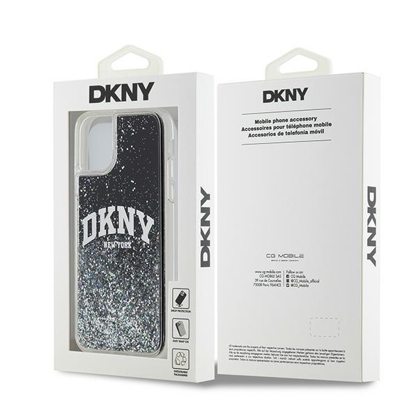 DKNY iPhone 11 / Xr vāciņš Liquid Glitter Big Logo, melns