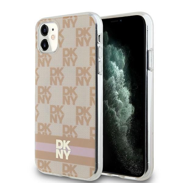 DKNY iPhone 11 / XR vāciņš IML Checkered Mono Pattern MagSafe, rozā