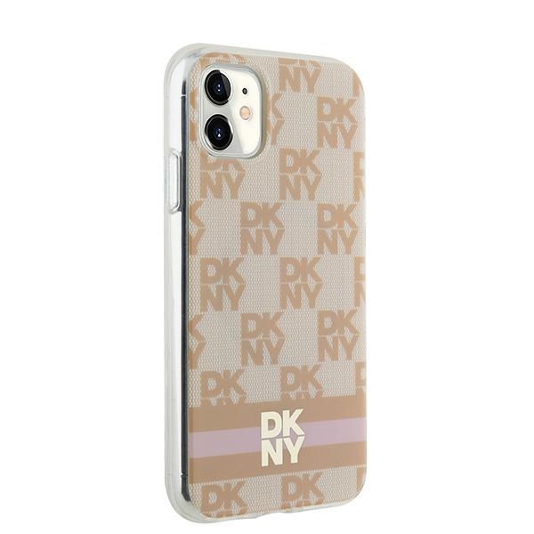 DKNY iPhone 11 / XR vāciņš IML Checkered Mono Pattern MagSafe, rozā
