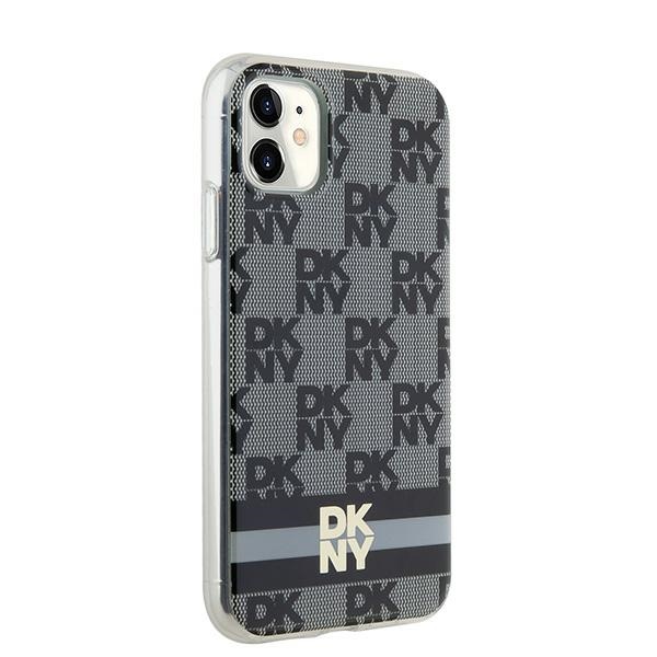 DKNY iPhone 11 / XR vāciņš IML Checkered Mono Pattern MagSafe, melns