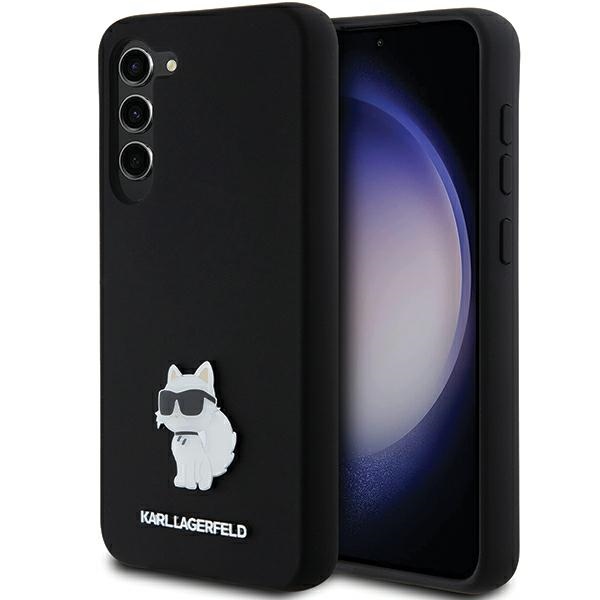 Karl Lagerfeld Samsung Galaxy S24+ vāciņš Silicone Choupette Metal Pin, melns