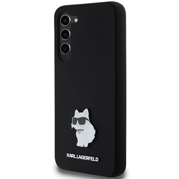 Karl Lagerfeld Samsung Galaxy S24+ vāciņš Silicone Choupette Metal Pin, melns