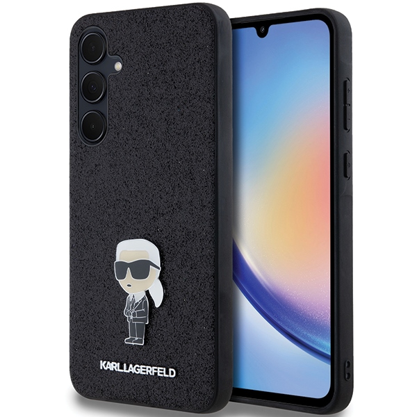 Karl Lagerfeld Samsung Galaxy A35 vāciņš Fixed Glitter Ikonik, melns