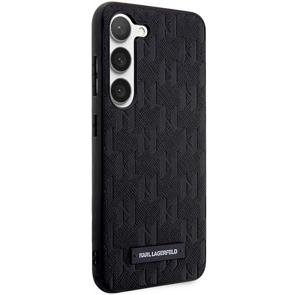 Karl Lagerfeld Samsung Galaxy S24 vāciņš Saffiano Mono Metal Logo, melns